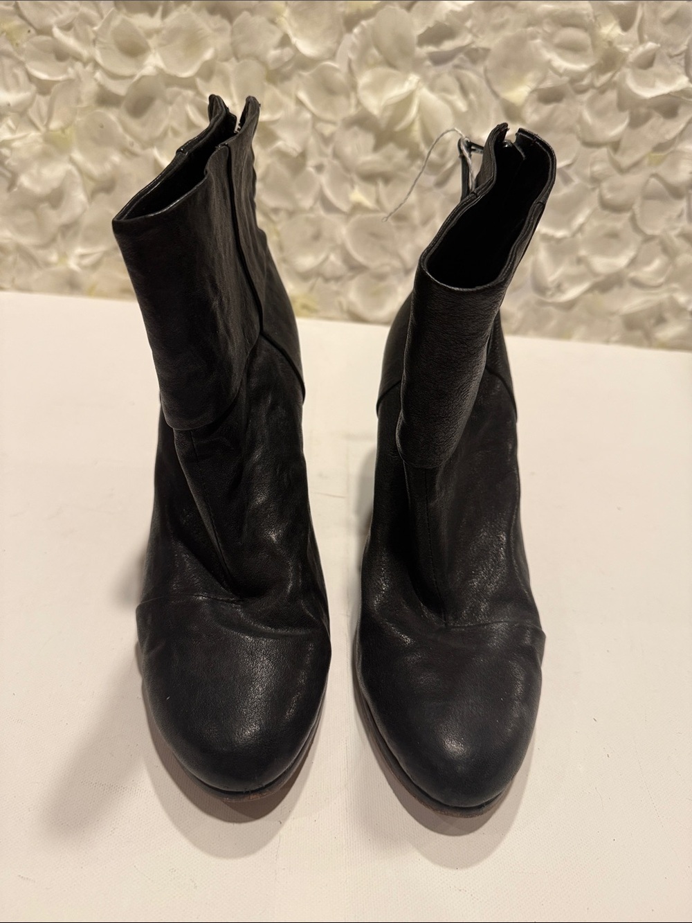 rag & bone Black Leather Ankle Boots with Side Zip